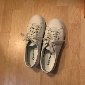 Superga White Leather Platform Sneakers